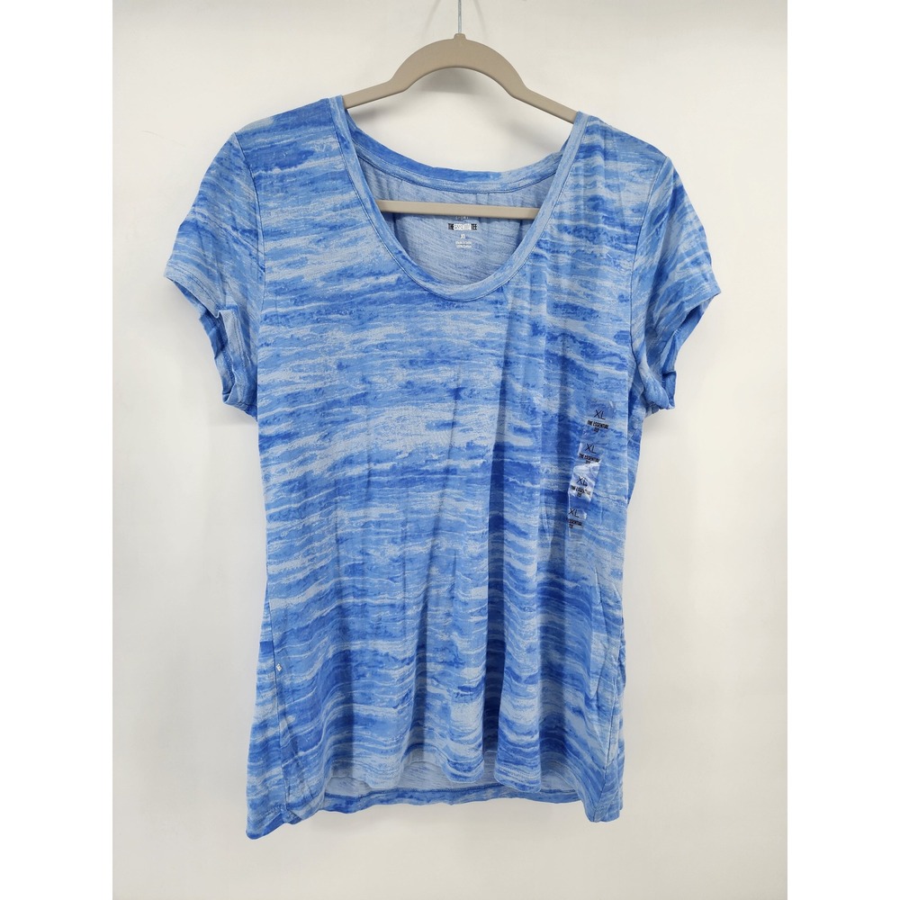 Style & Co Sport The Essential Tee Blue Space Dye Short Sleeve Cotton‎ Shirt XL